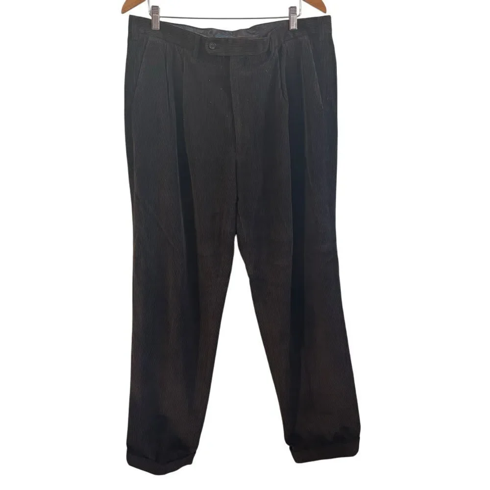 Lauren Ralph Lauren‎ Mens Corduroy Pleated Dress Pants Classic Fit Brown 36x33